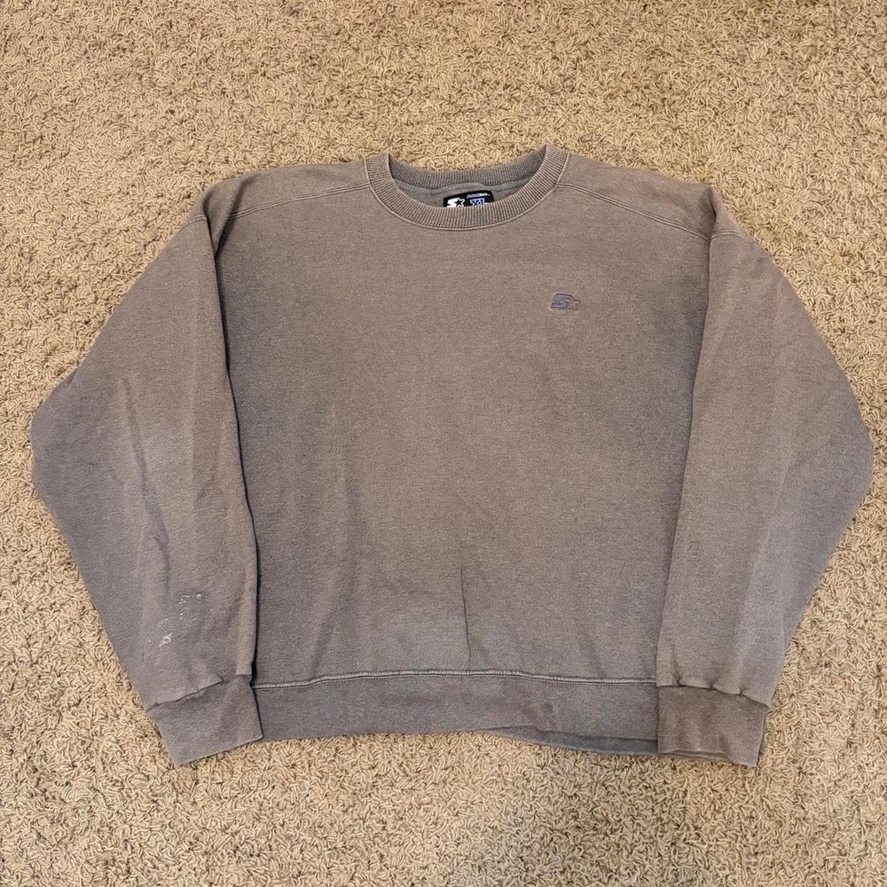 Vintage Starter Pro 80 Heavyweight Faded Grey Crewneck Sweatshirt Mens XL